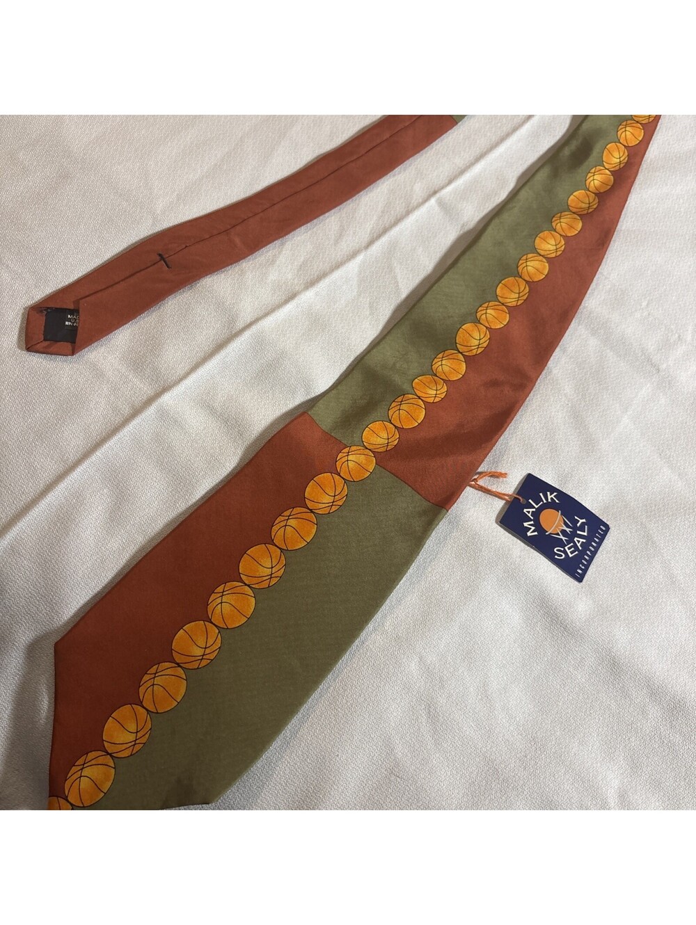 Malik Sealy - Pure 100 Silk Neck Tie Deadstock Vintage 90s BASKETBALL NWT